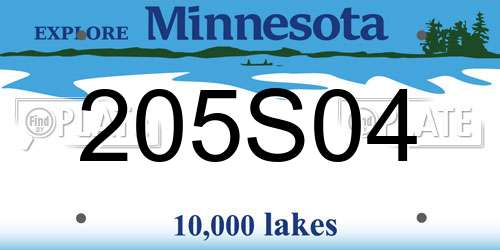 205S04 Minnesota License Plate