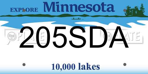 205SDA Minnesota License Plate