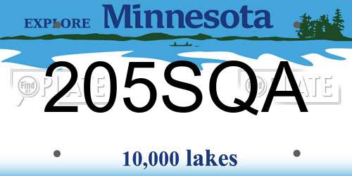 205SQA Minnesota License Plate