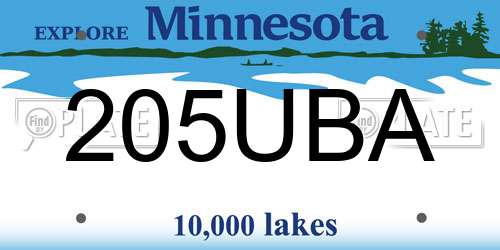 205UBA Minnesota License Plate