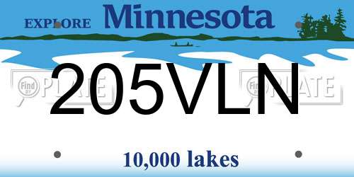 205VLN Minnesota License Plate