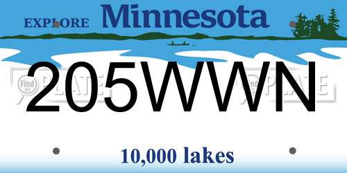 205WWN Minnesota License Plate