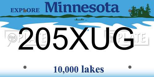 205XUG Minnesota License Plate