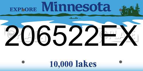 206522EX Minnesota License Plate