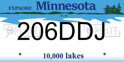 206DDJ Minnesota License Plate