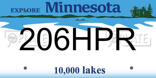 206HPR Minnesota License Plate