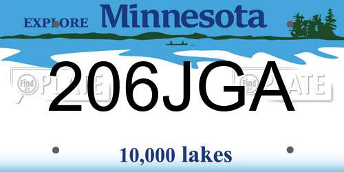 206JGA Minnesota License Plate