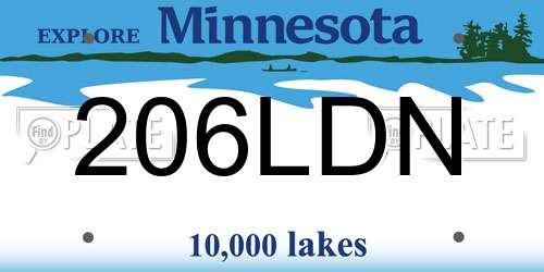 206LDN Minnesota License Plate