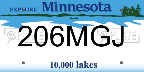 206MGJ Minnesota License Plate