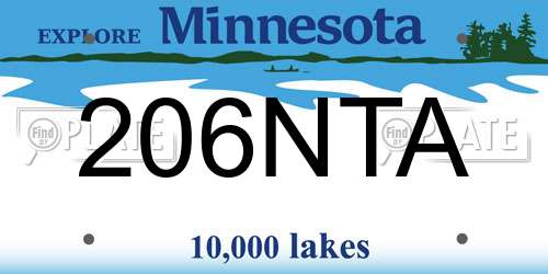 206NTA Minnesota License Plate