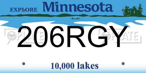 206RGY Minnesota License Plate
