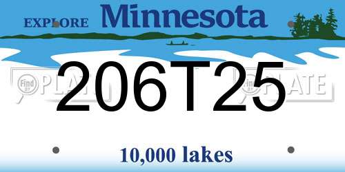 206T25 Minnesota License Plate