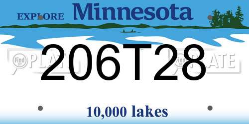 206T28 Minnesota License Plate