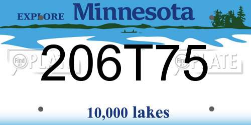 206T75 Minnesota License Plate