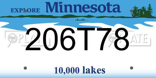 206T78 Minnesota License Plate