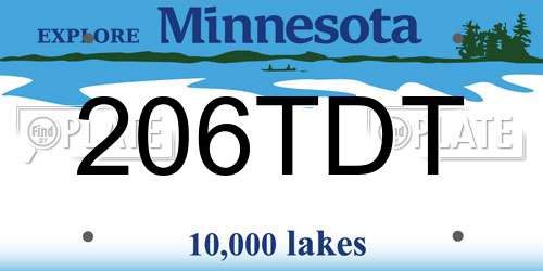 206TDT Minnesota License Plate