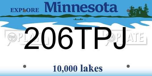 206TPJ Minnesota License Plate