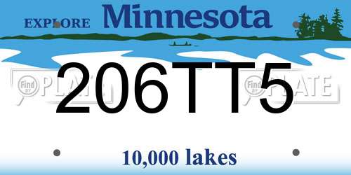 206TT5 Minnesota License Plate