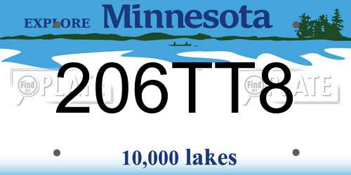 206TT8 Minnesota License Plate