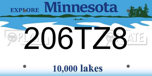 206TZ8 Minnesota License Plate