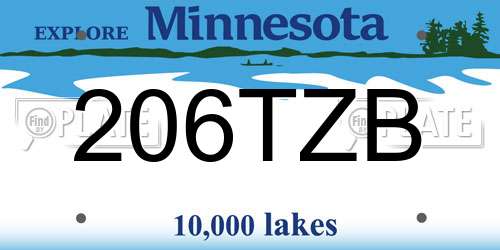 206TZB Minnesota License Plate