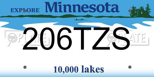 206TZS Minnesota License Plate
