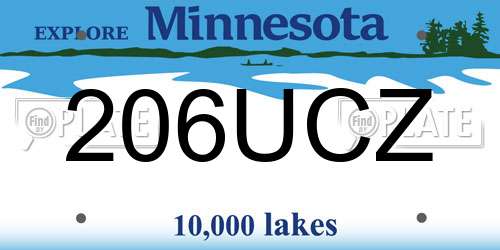 206UCZ Minnesota License Plate