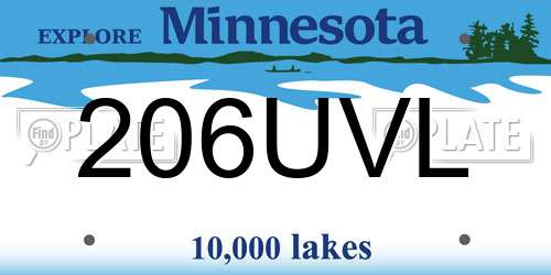 206UVL Minnesota License Plate