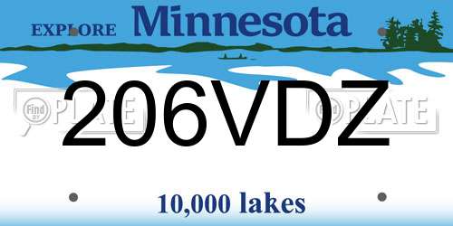206VDZ Minnesota License Plate