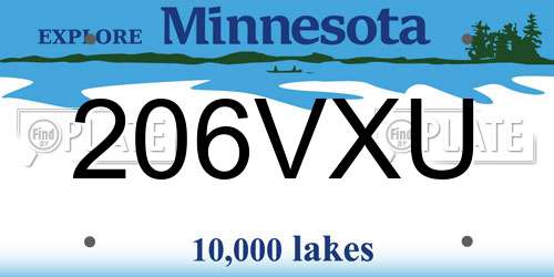 206VXU Minnesota License Plate