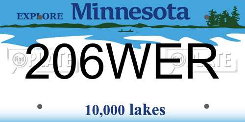 206WER Minnesota License Plate