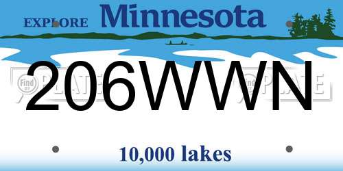 206WWN Minnesota License Plate