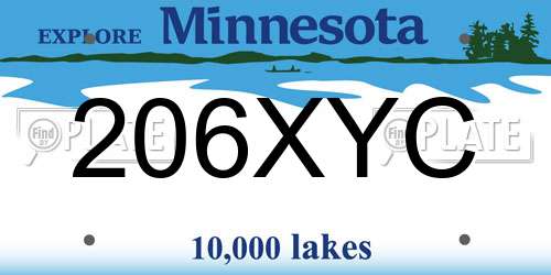 206XYC Minnesota License Plate