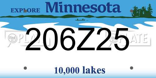 206Z25 Minnesota License Plate