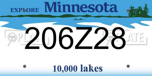 206Z28 Minnesota License Plate
