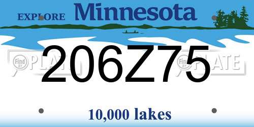206Z75 Minnesota License Plate