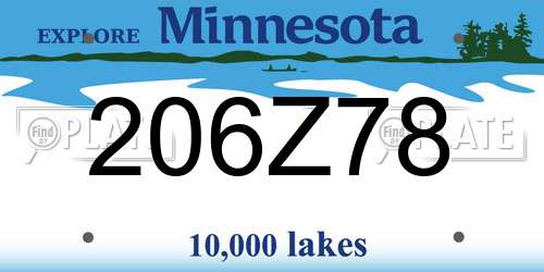 206Z78 Minnesota License Plate