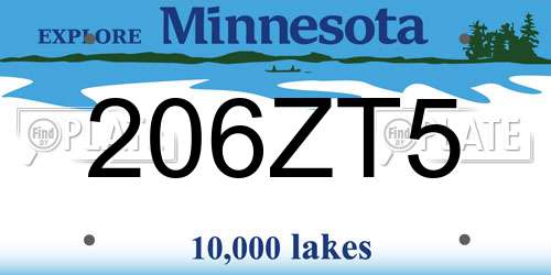 206ZT5 Minnesota License Plate
