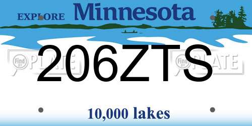 206ZTS Minnesota License Plate