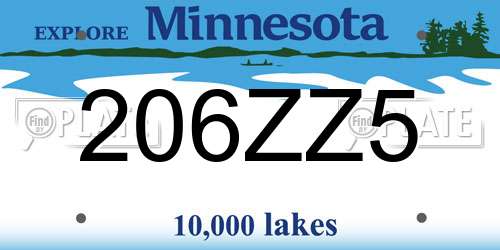 206ZZ5 Minnesota License Plate