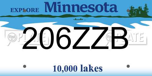206ZZB Minnesota License Plate