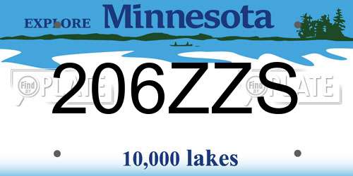 206ZZS Minnesota License Plate