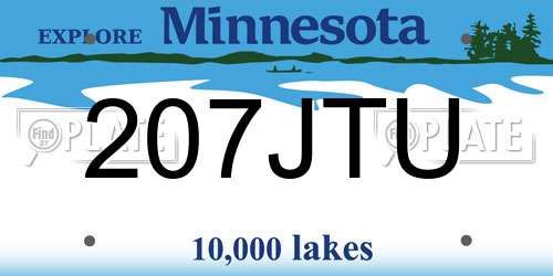 207JTU Minnesota License Plate