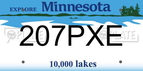 207PXE Minnesota License Plate