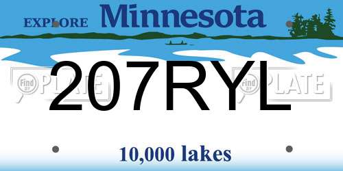 207RYL Minnesota License Plate
