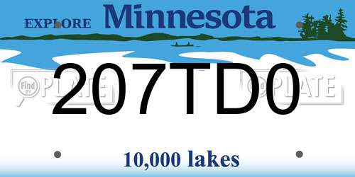 207TD0 Minnesota License Plate