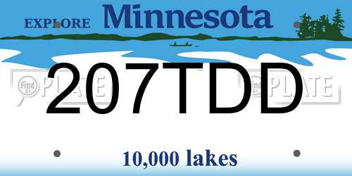 207TDD Minnesota License Plate