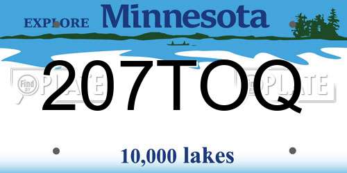 207TOQ Minnesota License Plate