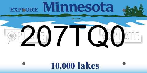 207TQ0 Minnesota License Plate