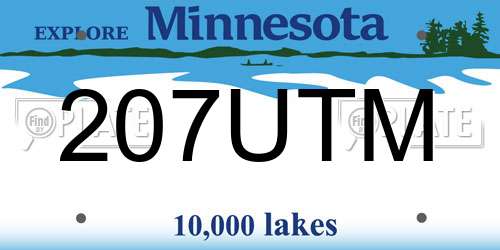 207UTM Minnesota License Plate